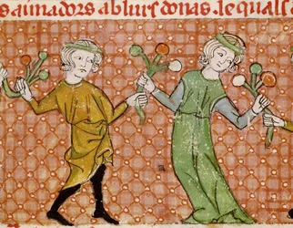 Fol.215v La tentación: Una pareja bailando